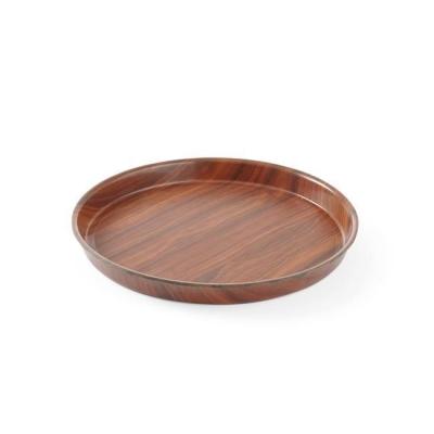 Tác servírovací laminovaný, protiskluzový, kulatý s vysokým okrajem, AmerBox, Mahagon, ⌀420x(H)30mm | 507773